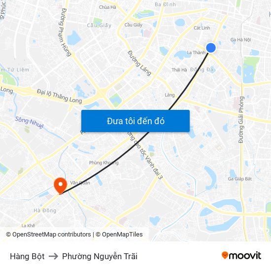 Hàng Bột to Phường Nguyễn Trãi map