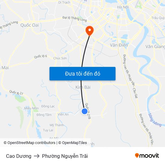 Cao Dương to Phường Nguyễn Trãi map