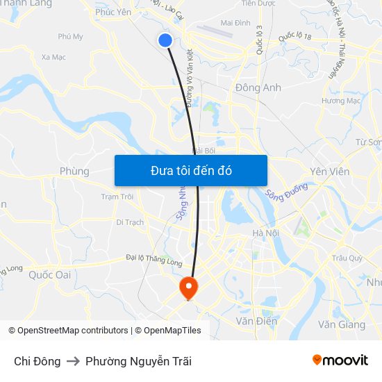 Chi Đông to Phường Nguyễn Trãi map