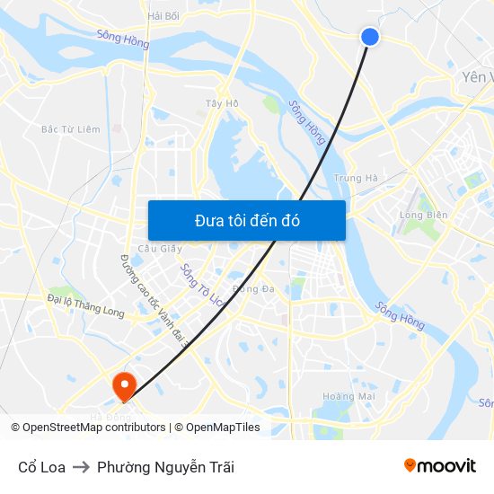 Cổ Loa to Phường Nguyễn Trãi map