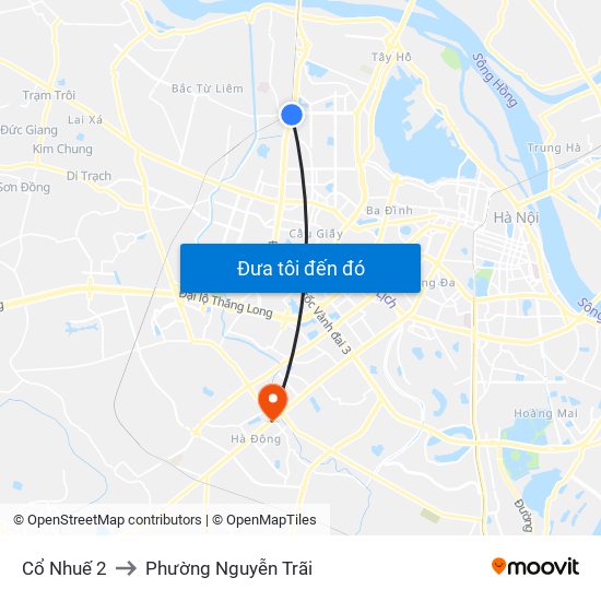 Cổ Nhuế 2 to Phường Nguyễn Trãi map