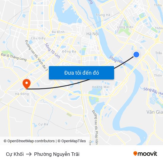 Cự Khối to Phường Nguyễn Trãi map