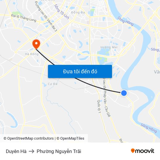 Duyên Hà to Phường Nguyễn Trãi map