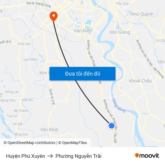 Huyện Phú Xuyên to Phường Nguyễn Trãi map