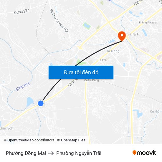 Phường Đồng Mai to Phường Nguyễn Trãi map