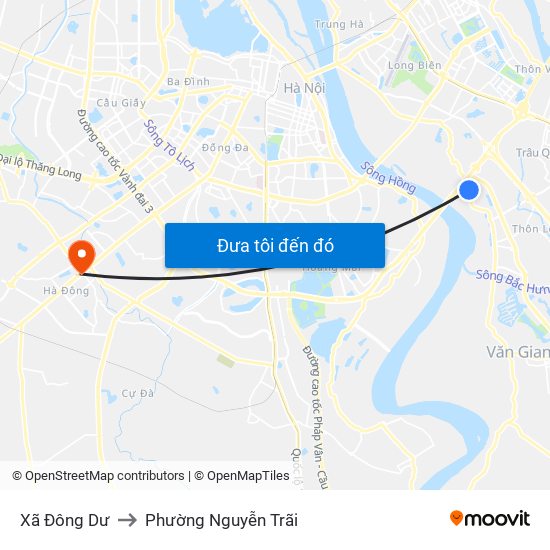 Xã Đông Dư to Phường Nguyễn Trãi map