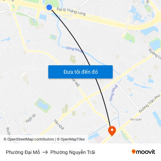 Phường Đại Mỗ to Phường Nguyễn Trãi map