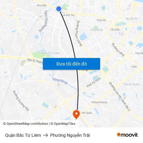 Quận Bắc Từ Liêm to Phường Nguyễn Trãi map