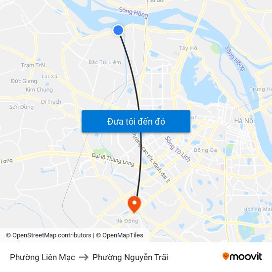 Phường Liên Mạc to Phường Nguyễn Trãi map