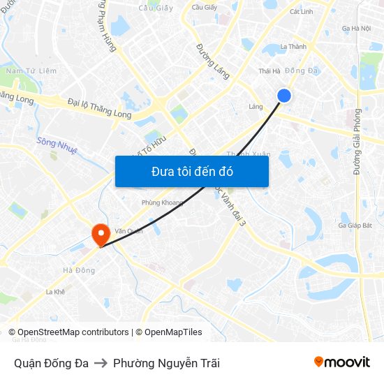 Quận Đống Đa to Phường Nguyễn Trãi map