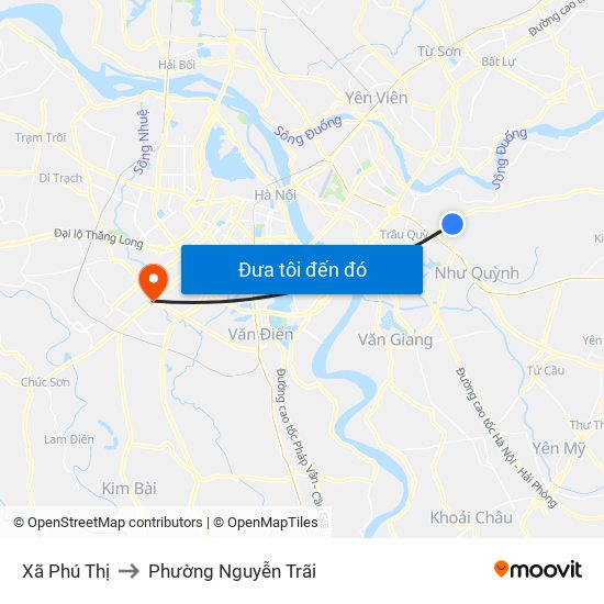 Xã Phú Thị to Phường Nguyễn Trãi map