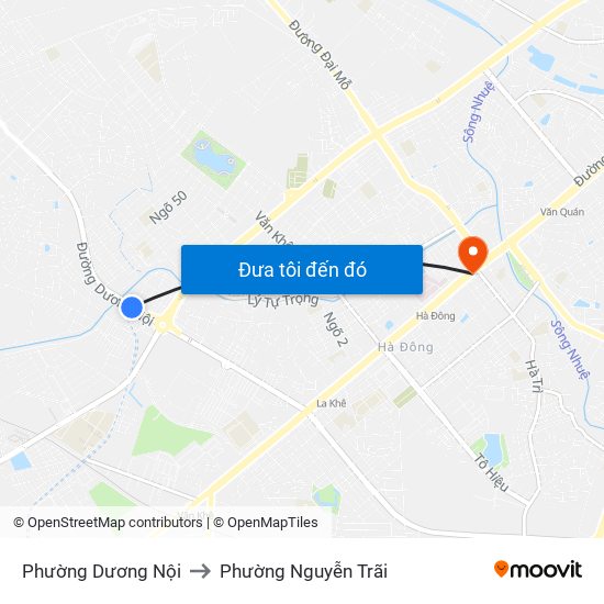 Phường Dương Nội to Phường Nguyễn Trãi map