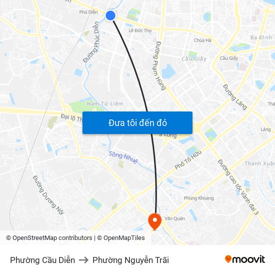 Phường Cầu Diễn to Phường Nguyễn Trãi map