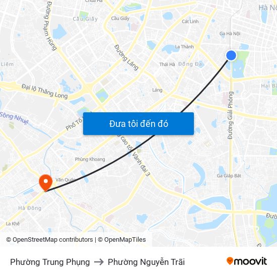 Phường Trung Phụng to Phường Nguyễn Trãi map