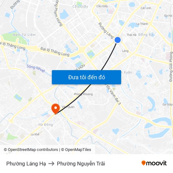 Phường Láng Hạ to Phường Nguyễn Trãi map