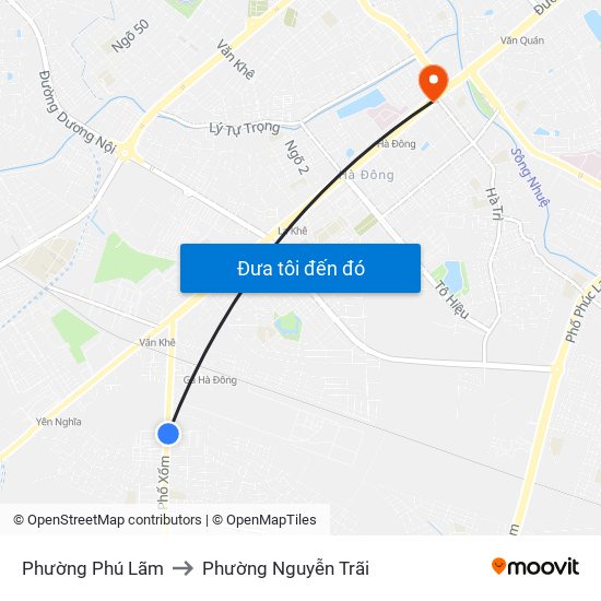 Phường Phú Lãm to Phường Nguyễn Trãi map
