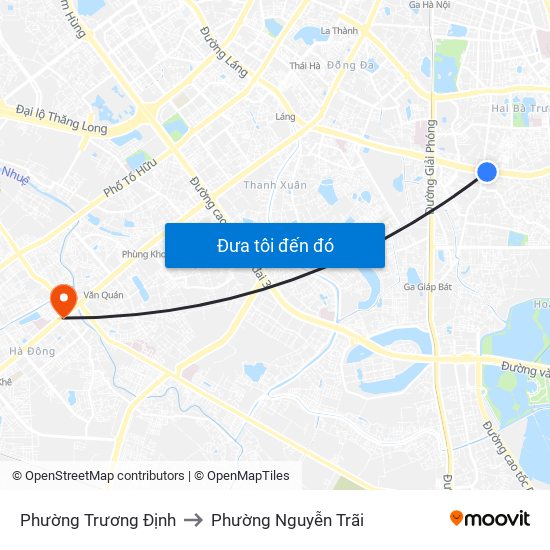 Phường Trương Định to Phường Nguyễn Trãi map