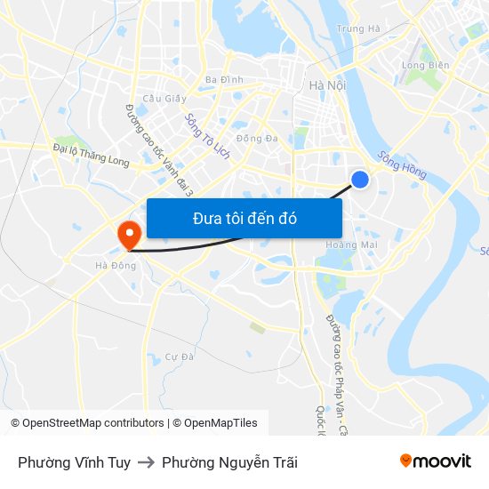 Phường Vĩnh Tuy to Phường Nguyễn Trãi map