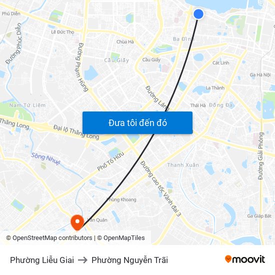 Phường Liễu Giai to Phường Nguyễn Trãi map