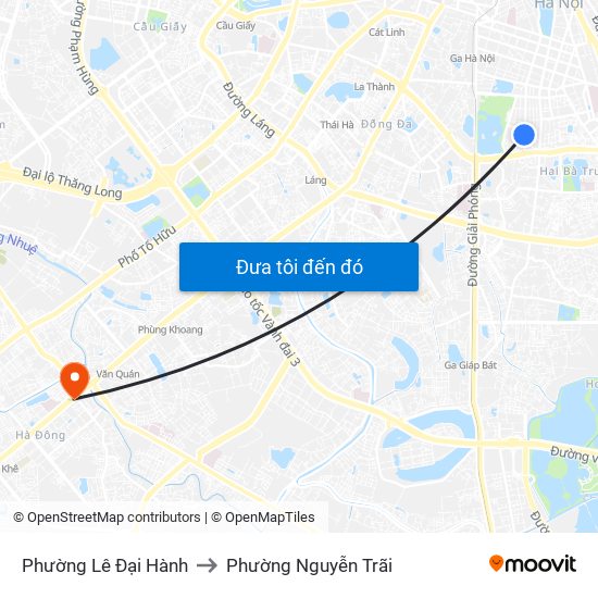 Phường Lê Đại Hành to Phường Nguyễn Trãi map