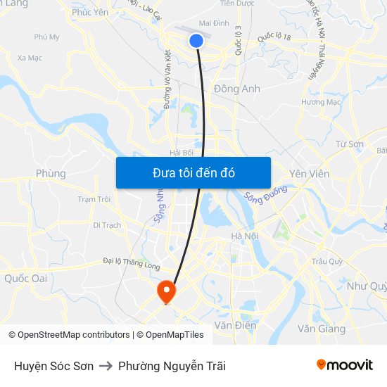 Huyện Sóc Sơn to Phường Nguyễn Trãi map