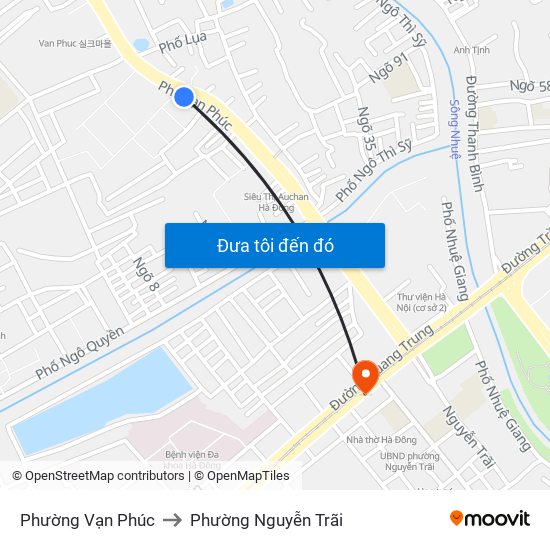 Phường Vạn Phúc to Phường Nguyễn Trãi map