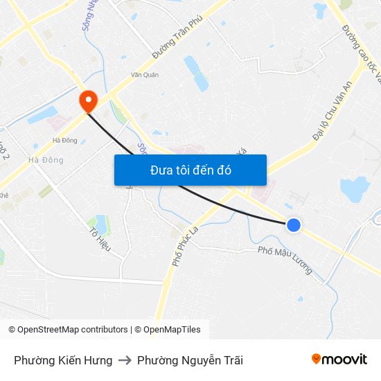 Phường Kiến Hưng to Phường Nguyễn Trãi map