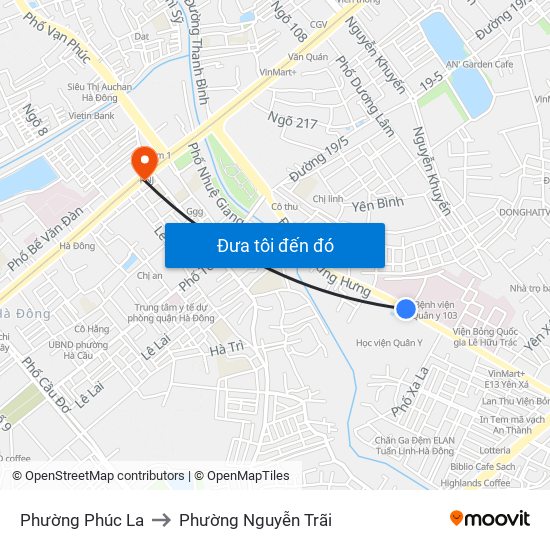 Phường Phúc La to Phường Nguyễn Trãi map