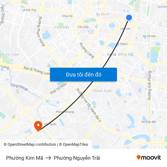 Phường Kim Mã to Phường Nguyễn Trãi map