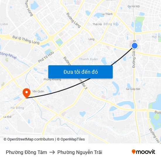 Phường Đồng Tâm to Phường Nguyễn Trãi map