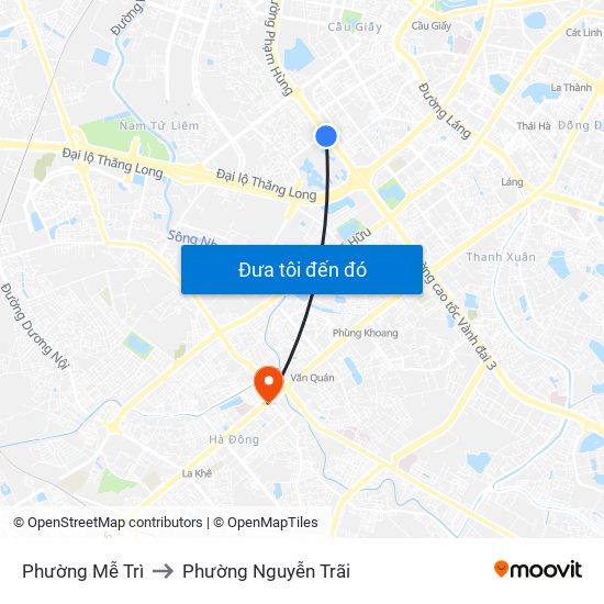 Phường Mễ Trì to Phường Nguyễn Trãi map