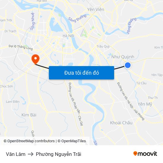 Văn Lâm to Phường Nguyễn Trãi map