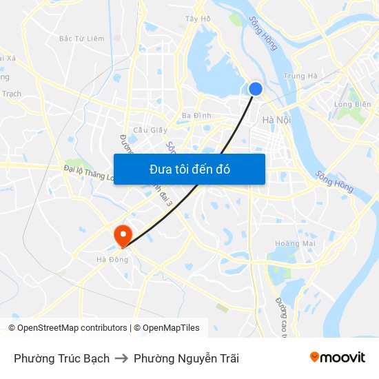 Phường Trúc Bạch to Phường Nguyễn Trãi map
