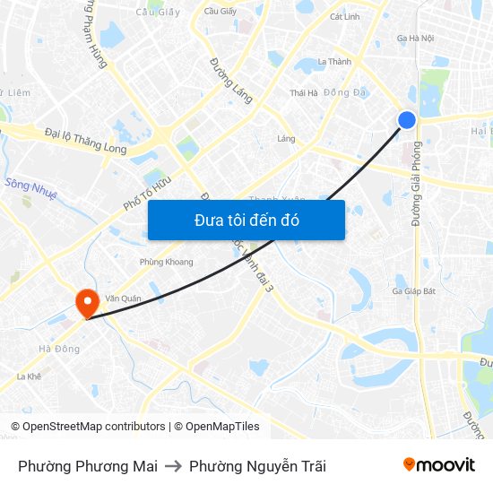 Phường Phương Mai to Phường Nguyễn Trãi map