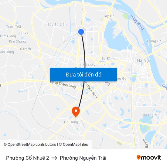 Phường Cổ Nhuế 2 to Phường Nguyễn Trãi map