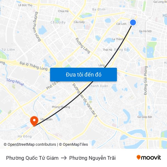 Phường Quốc Tử Giám to Phường Nguyễn Trãi map