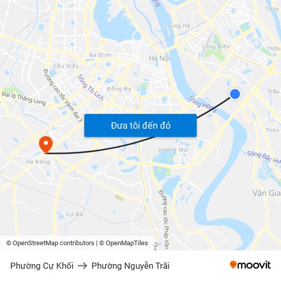 Phường Cự Khối to Phường Nguyễn Trãi map