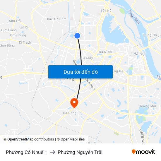 Phường Cổ Nhuế 1 to Phường Nguyễn Trãi map