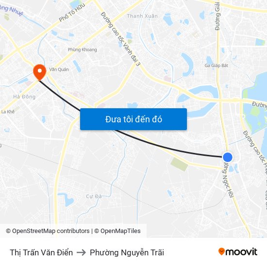 Thị Trấn Văn Điển to Phường Nguyễn Trãi map