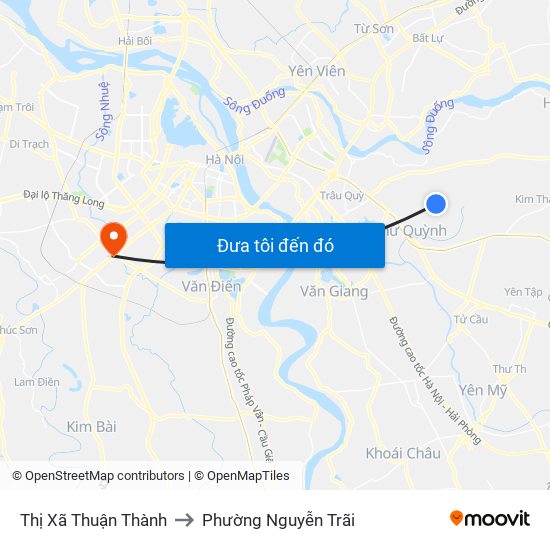 Thị Xã Thuận Thành to Phường Nguyễn Trãi map