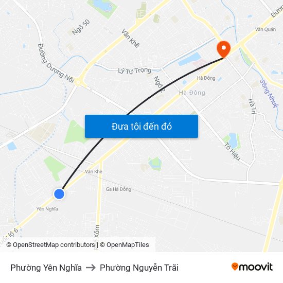 Phường Yên Nghĩa to Phường Nguyễn Trãi map