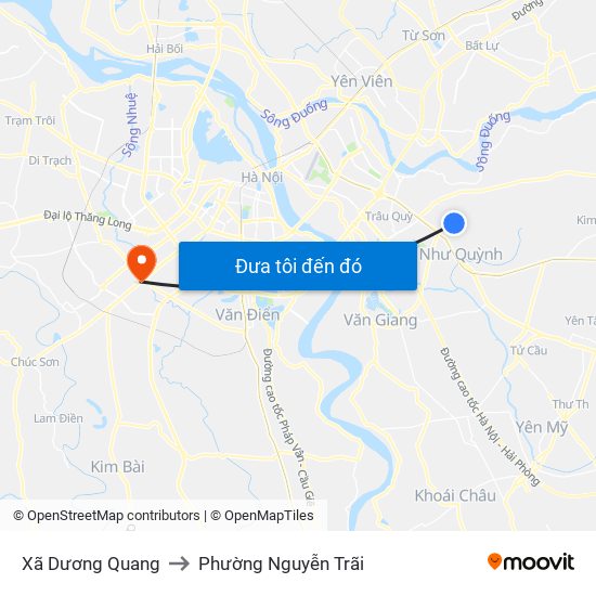 Xã Dương Quang to Phường Nguyễn Trãi map