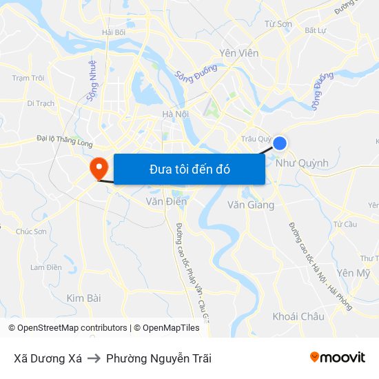 Xã Dương Xá to Phường Nguyễn Trãi map