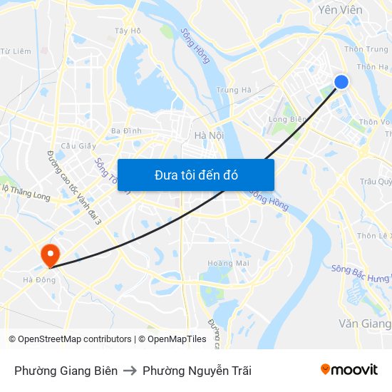 Phường Giang Biên to Phường Nguyễn Trãi map