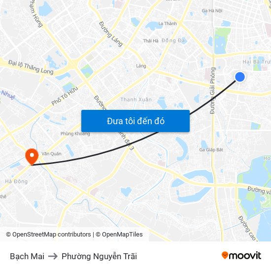 Bạch Mai to Phường Nguyễn Trãi map