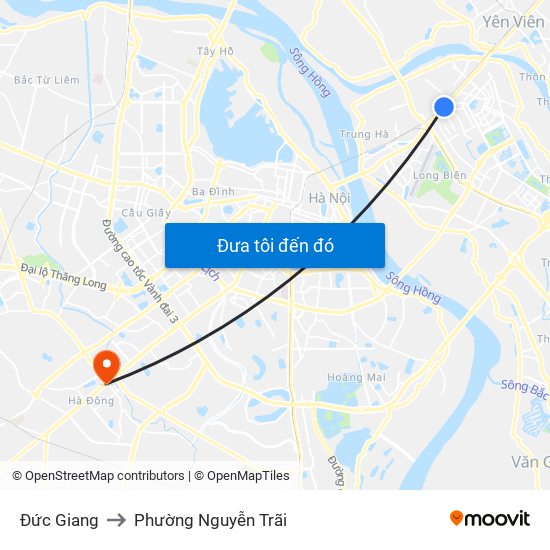 Đức Giang to Phường Nguyễn Trãi map