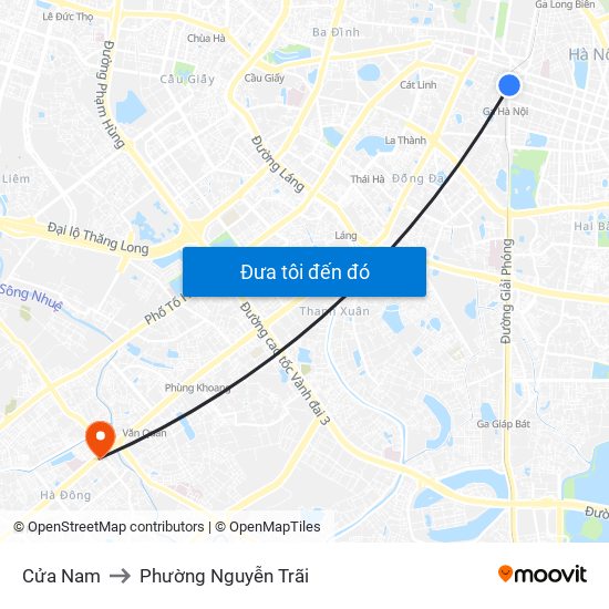 Cửa Nam to Phường Nguyễn Trãi map