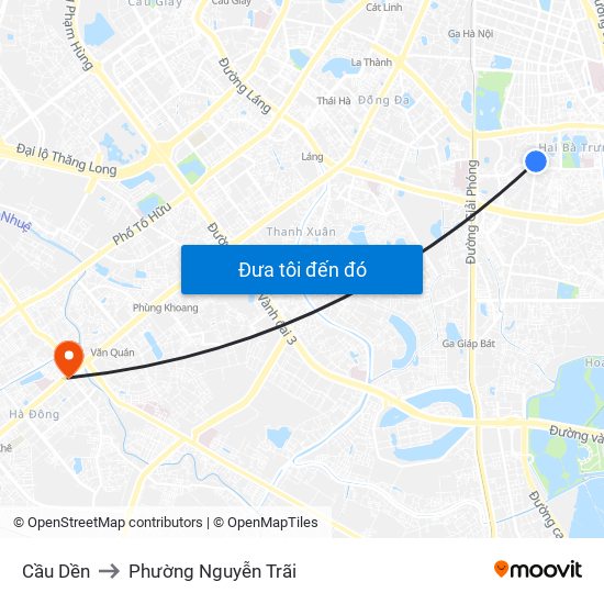 Cầu Dền to Phường Nguyễn Trãi map