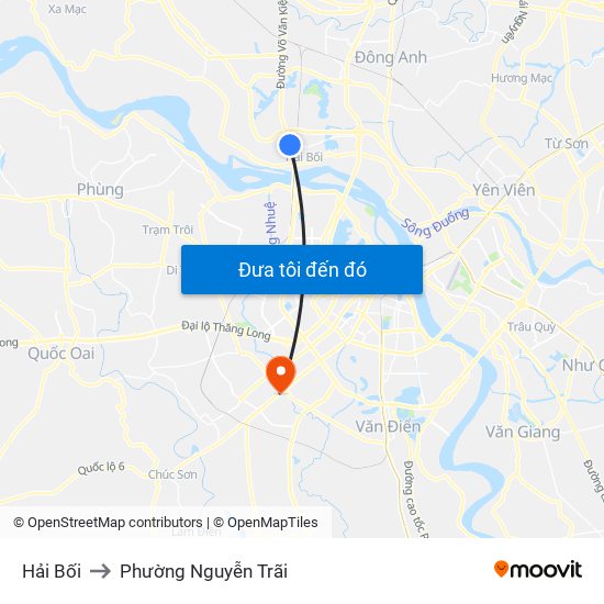 Hải Bối to Phường Nguyễn Trãi map