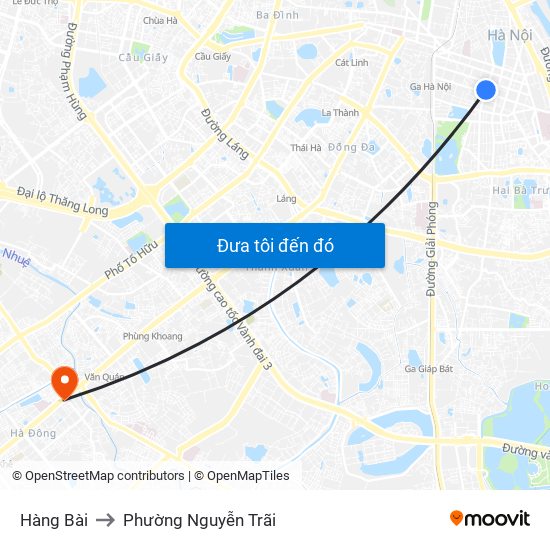 Hàng Bài to Phường Nguyễn Trãi map